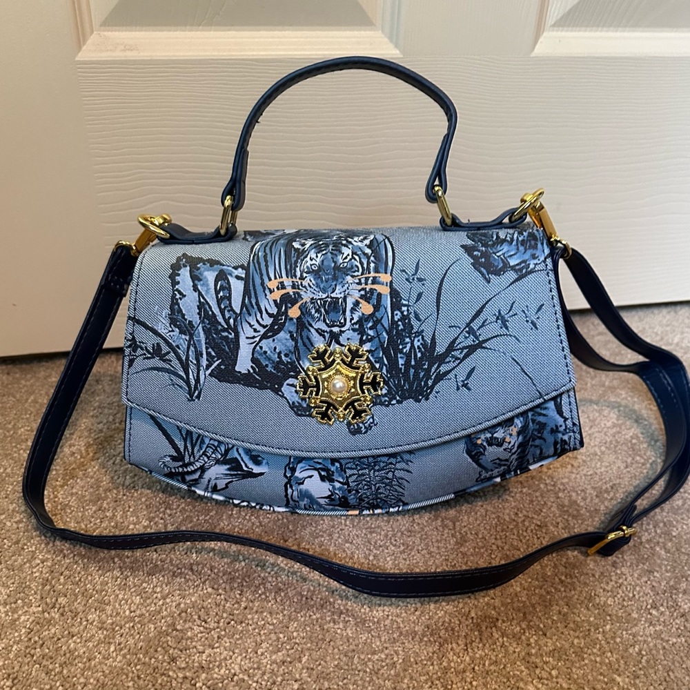 Blue and Gold Tiger Shoulder Bag NWOT
